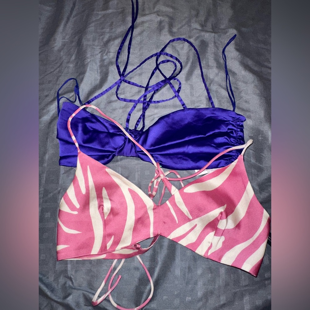 Two Zara bralette crop tops